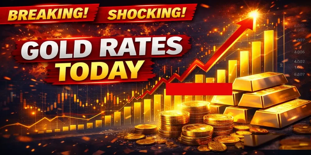 Gold Rate Today 10 जनवरी 2026 को भारत में 24K सोने के भाव में हुई तेजी को दर्शाता लाइन चार्ट, जो पिछले सप्ताह के रुझान से तुलना करता है।