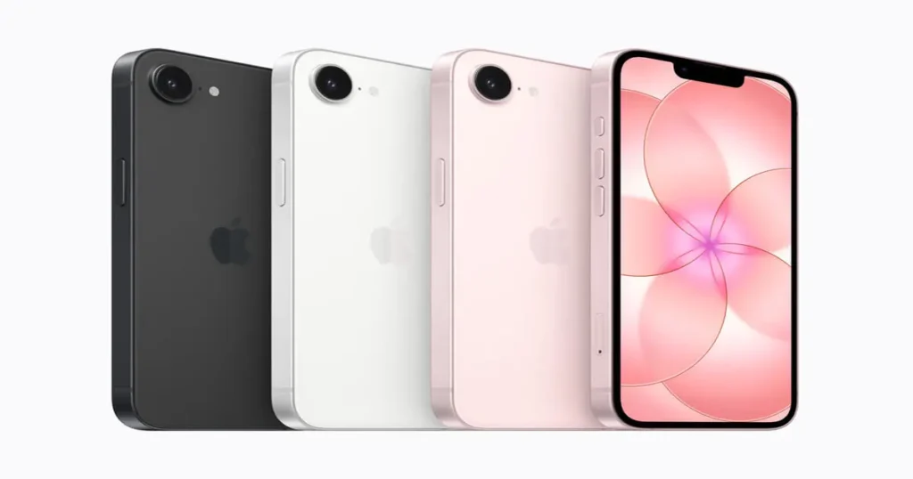 Apple iPhone 17e available in three different colors black, white, soft pink (mat finish)