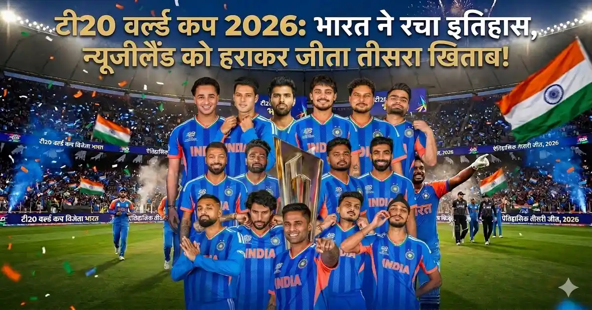 India celebrates historic T20 World Cup 2026 victory after defeating New Zealand in the final at Narendra Modi Stadium