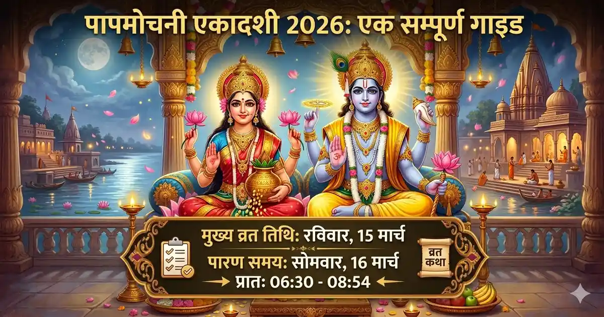 पापमोचनी एकादशी 2026 संपूर्ण गाइड: जानें 15 मार्च व्रत की तिथि और पूजा विधि। (Papmochani Ekadashi 2026 Sampurn Guide: Janen 15 March Vrat ki tithi aur puja vidhi.)